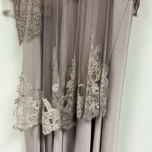 Mon Cheri Lace Applique Gown with Bolero in Navy 215631